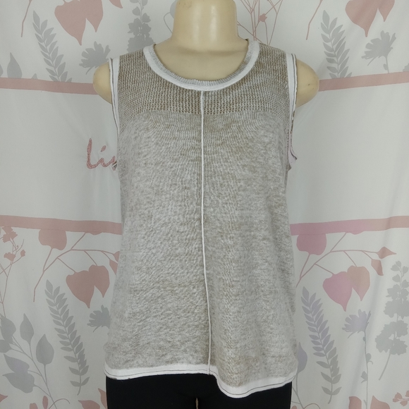 Democracy lightweight cotton blend ringer brown style top Size Large - Picture 1 of 9